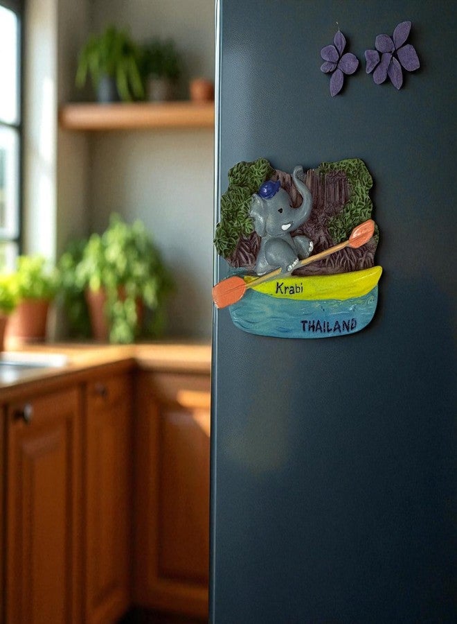 KRIWIN Travel Souvenir 3D Resin Fridge Magnets, Decorative Hand Painted Country Theme Collection with Strong Magnetic Back (Grey Krabi) - Image 4